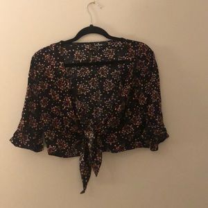 Lulu's Black Floral Crop Top